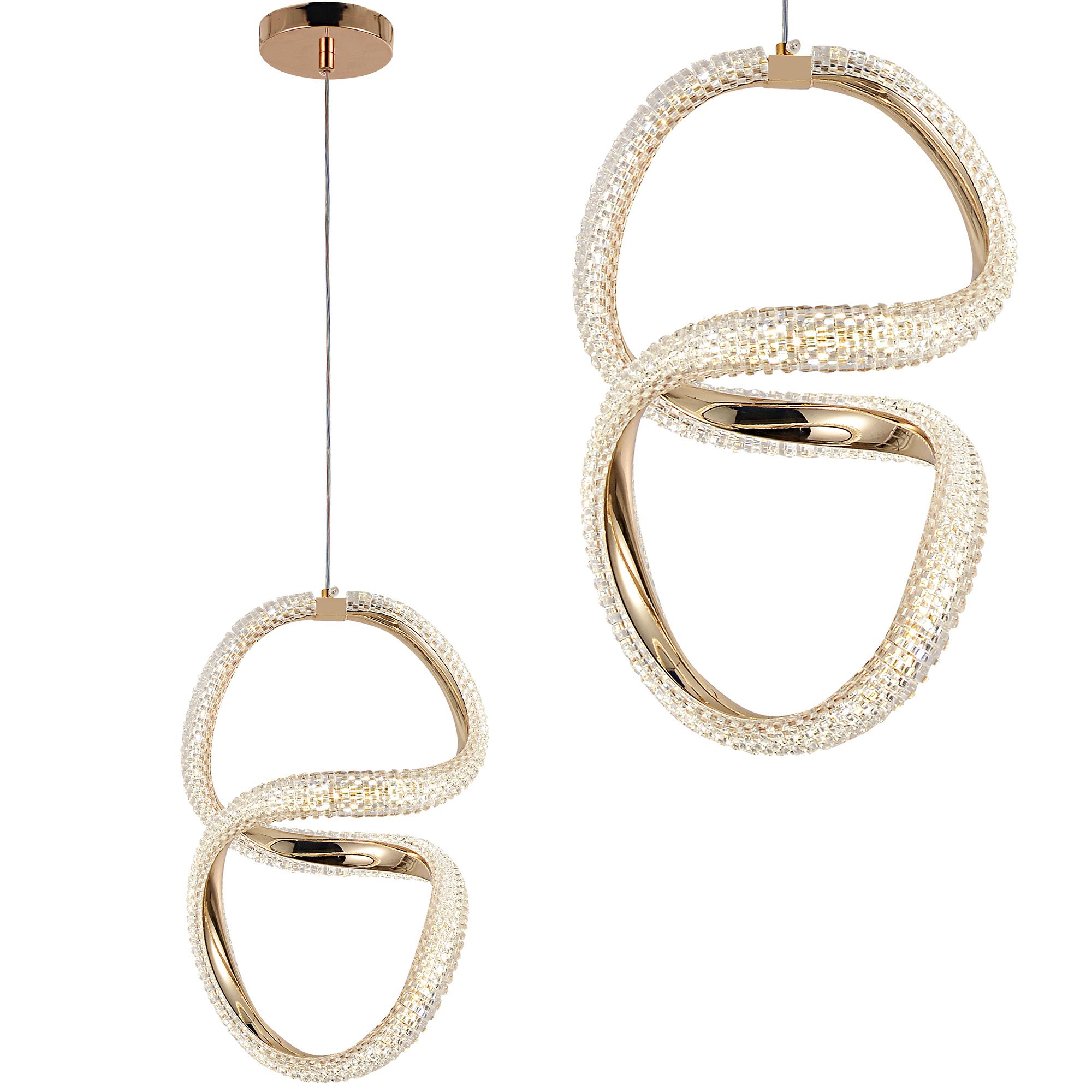 Toolight Závěsné LED svítidlo Luxury Glamour 7 G077-3CPR zlaté