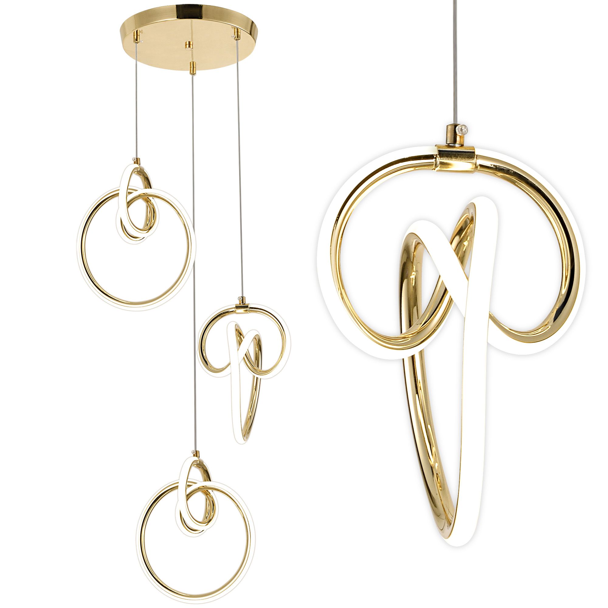 Toolight Závěsné LED svítidlo Luxury Glamour 9 G072-3CPR zlaté