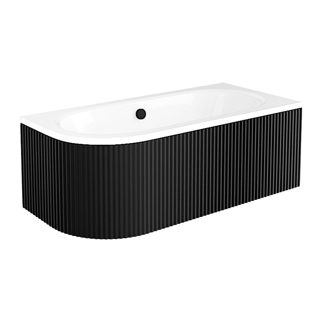Levně Besco Krycí panel k asymetrické vaně Avita Ryfle Black P 150x75 (160x75, 170x75, 180x80), černý Rozměry (cm): 150x75
