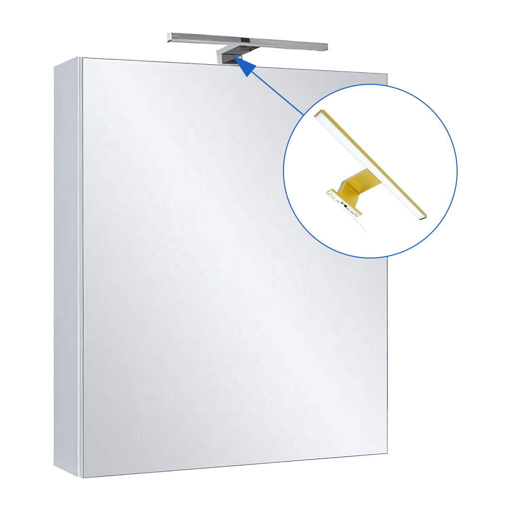 Levně BPS-koupelny Zrcadlová skříňka Ticino 50 ZS LED-G s osvětlením Any LED 30 G, zlatá