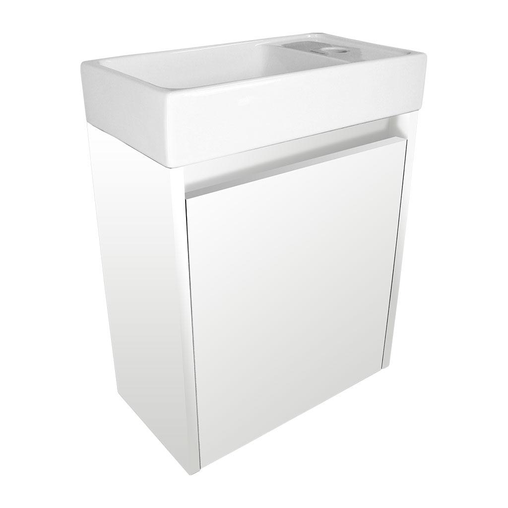 Levně BPS-koupelny Koupelnová skříňka závěsná s keramickým umyvadlem Marta 40 White P/L