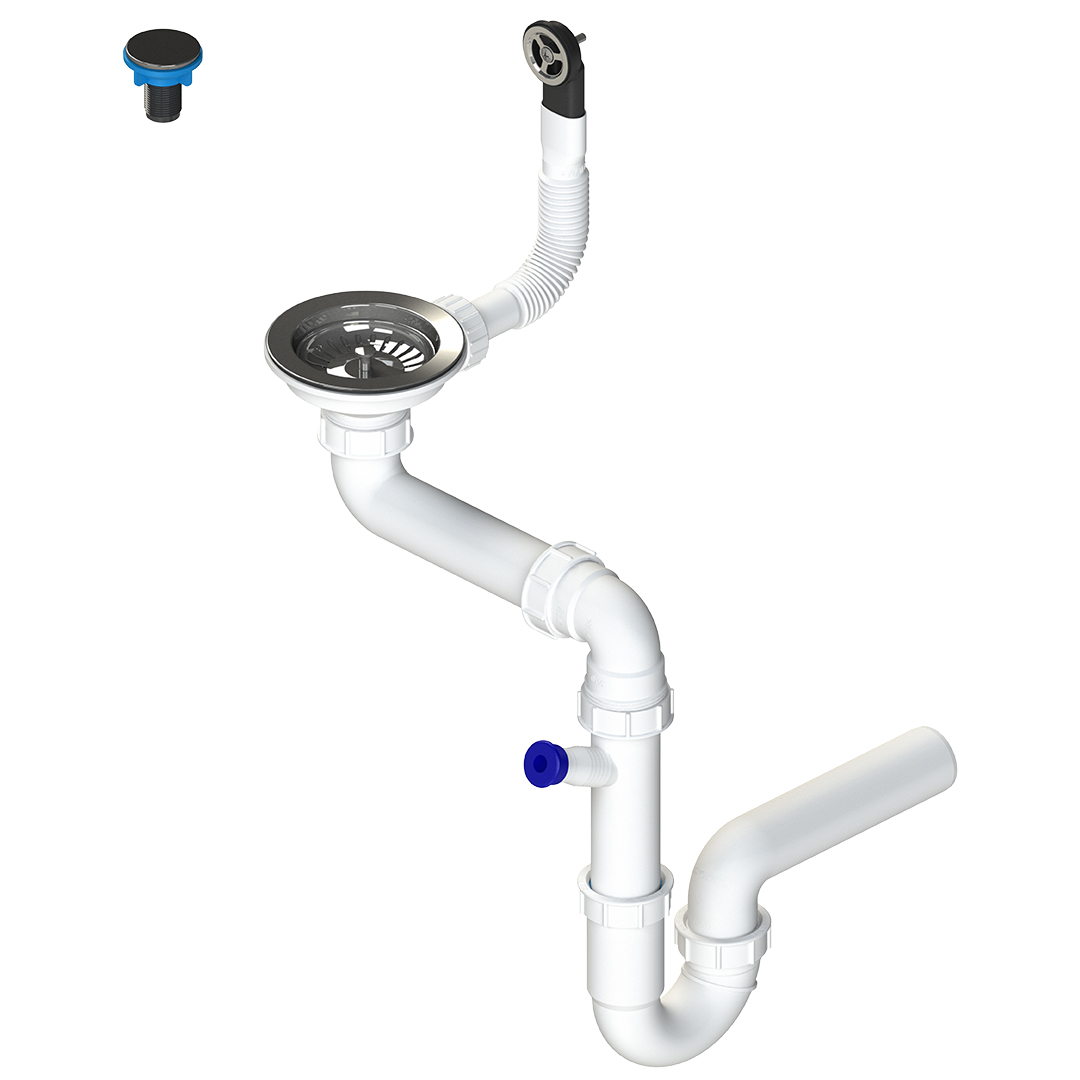 Levně Laveo Sifon Space Saving pro granitové dřezy s 1 komorou - OKS_223A, nerez