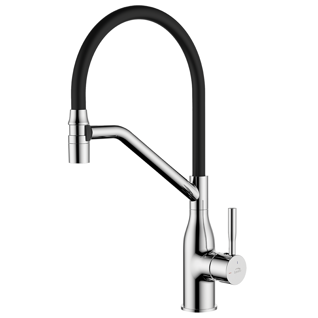 Levně Laveo Dřezová baterie Colina s flexibilním raménkem a 2-funkční sprškou - BCO_778D, černá mat/chrom