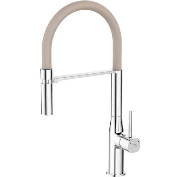 Levně Laveo Dřezová baterie Pola s flexibilním raménkem - BAP_478D, béžová/chrom