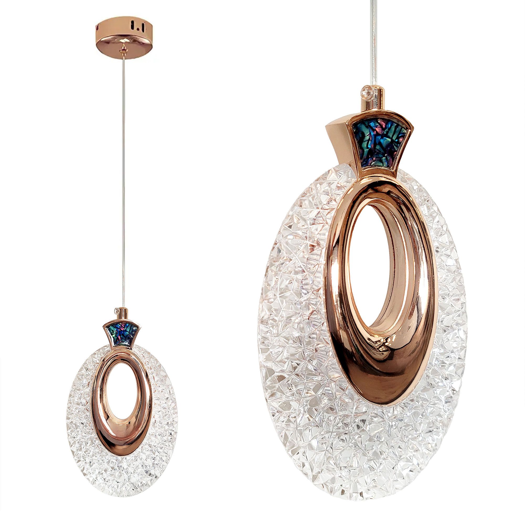 Toolight Moderní závěsné LED osvětlení Crystal D2 LHJ109-1CP růžová zlatá