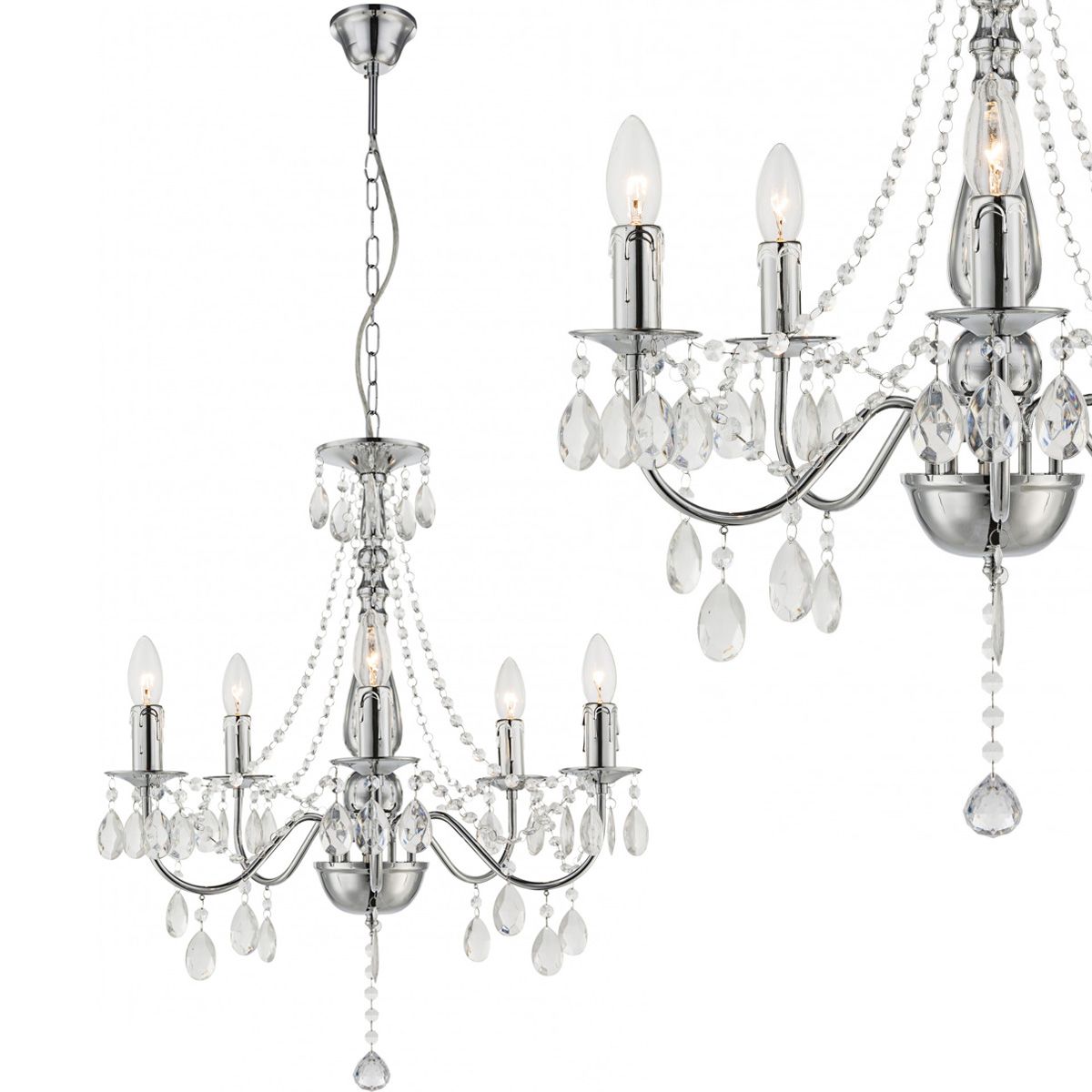 Toolight Závěsné osvětlení Retro D72 EBT014-5CP chrom