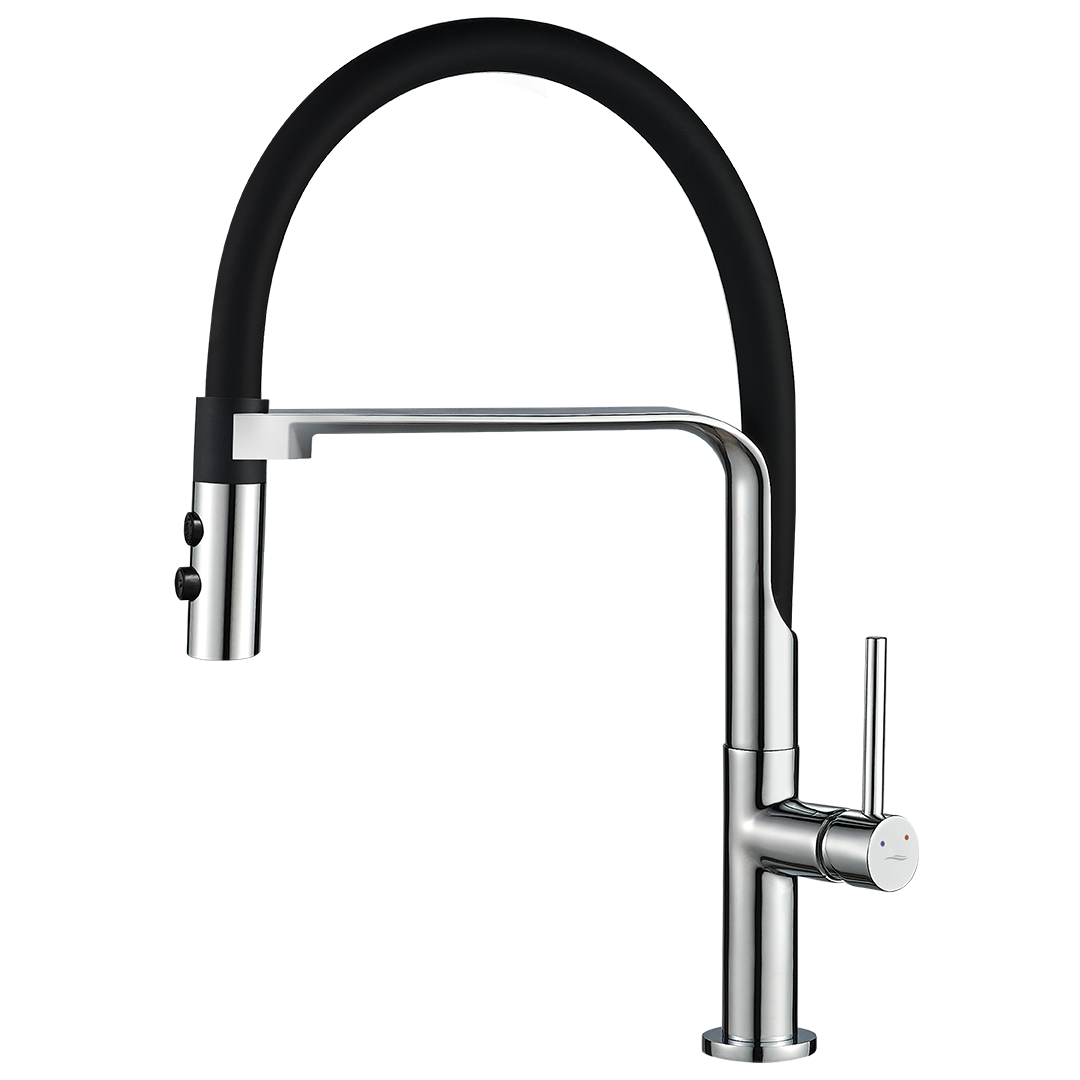 Kuchinox Dřezová baterie Siluetto s flexibilním raménkem a 2-funkční sprškou - BQU_778D, černá mat/chrom