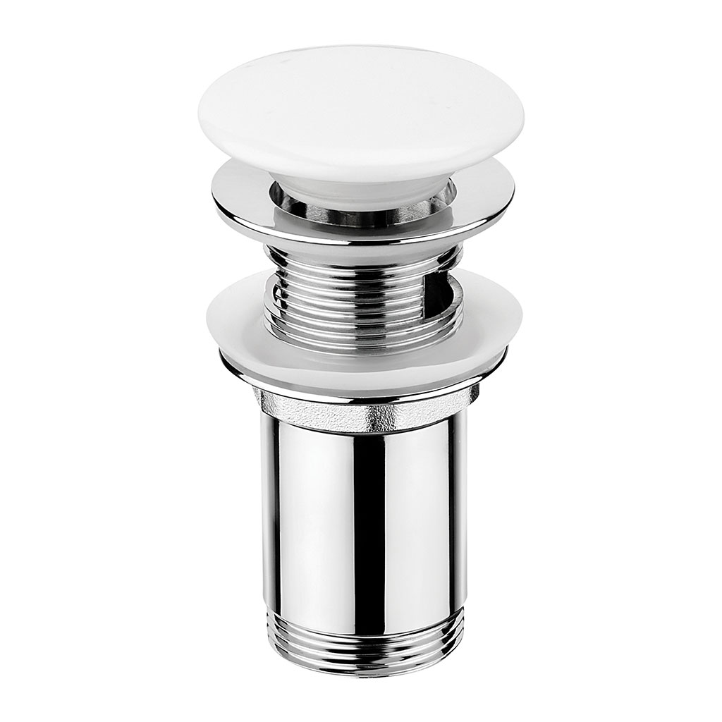 Levně BPS-koupelny Výpusť umyvadlová CLICK-CLACK 5/4 s keramickou zátkou a přepadem - CC6829W, chrom/bílá