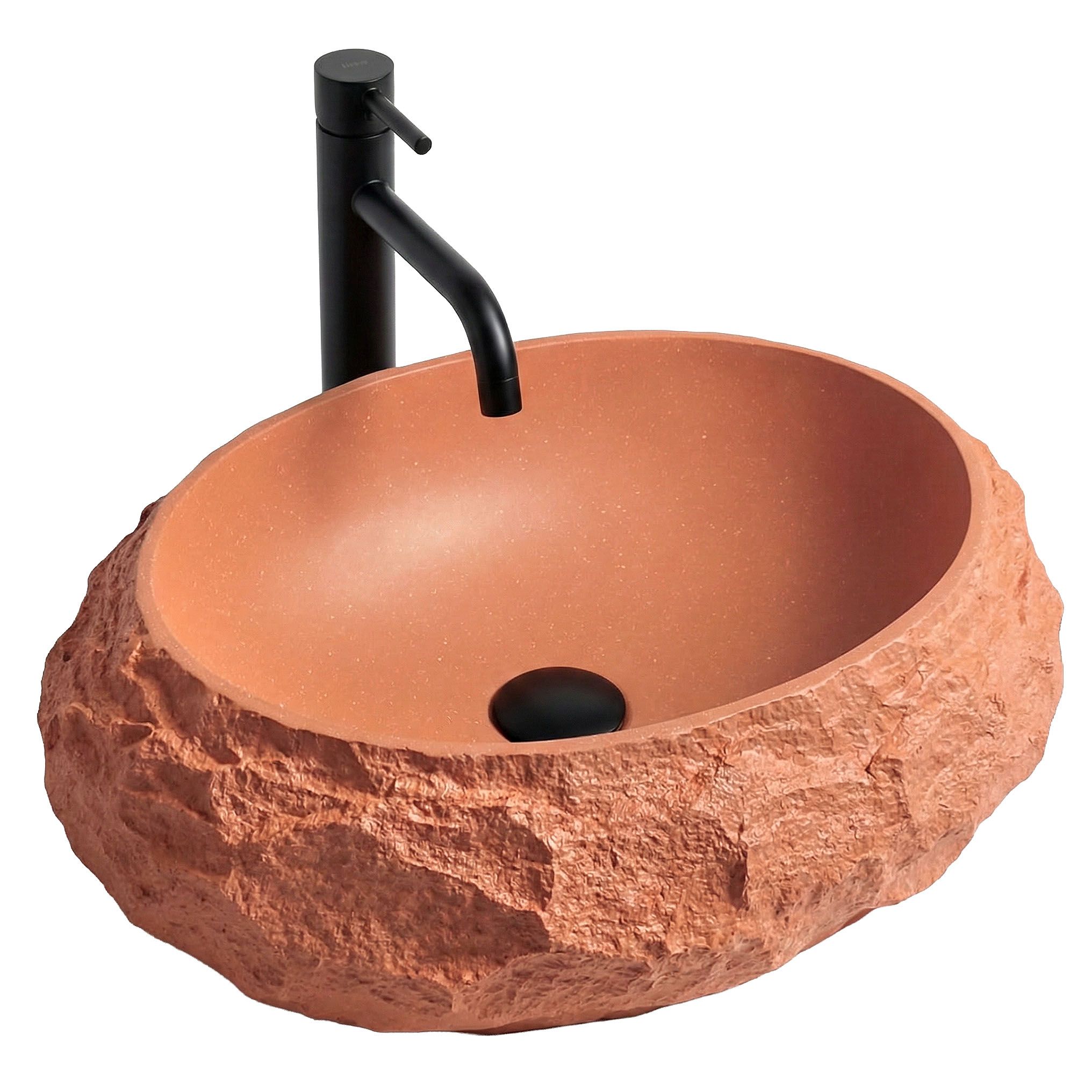 Levně Umyvadlo na desku z kompozitního kamene REA MIKA TERRACOTTA 50x38 cm, oranžová