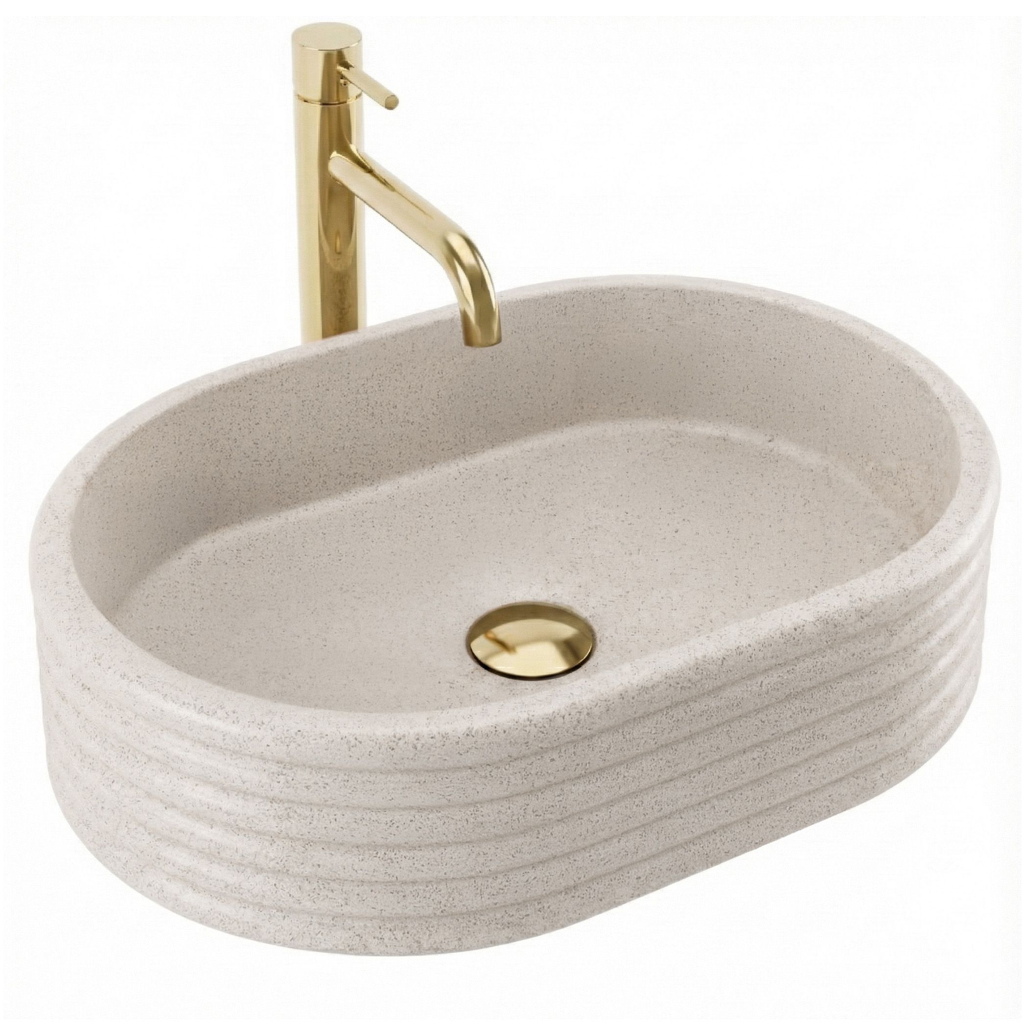 Umyvadlo na desku z kompozitního kamene REA NICOLETTA BEIGE 50x36 cm, béžová