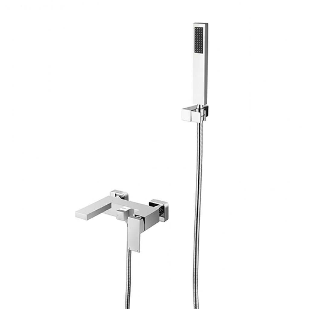 Levně Besco Vanová nástěnná baterie se sprchovým kompletem Modern / Varium VBN CR Chrom