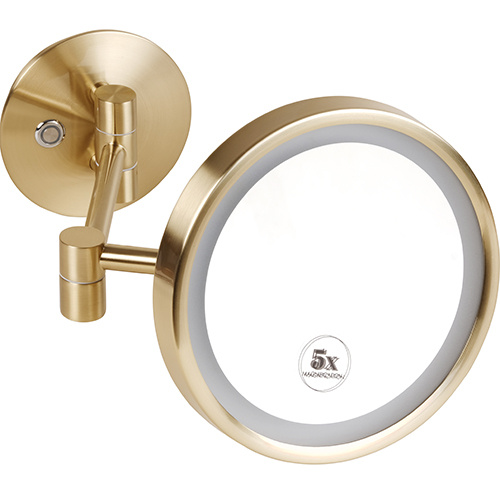 Levně Bemeta Design Kosmetické zrcátko, ø 200 mm, s LED osvětlením, mat, zlatá light - 170101149