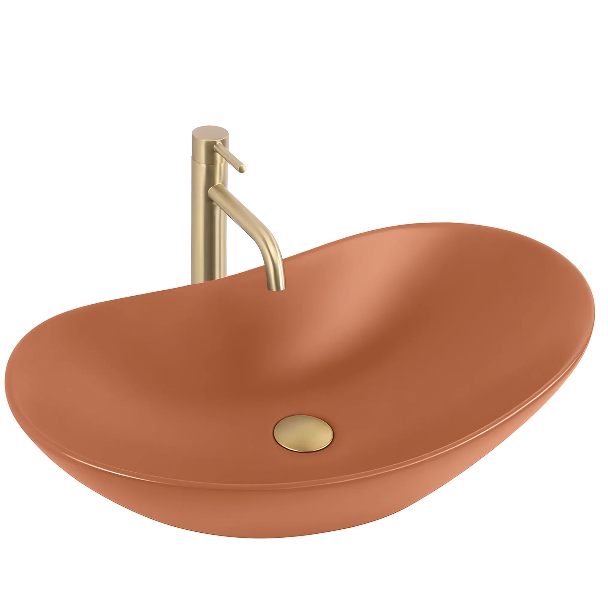 Levně Keramické umyvadlo na desku REA Royal 61,5x35,5 skořicová mat