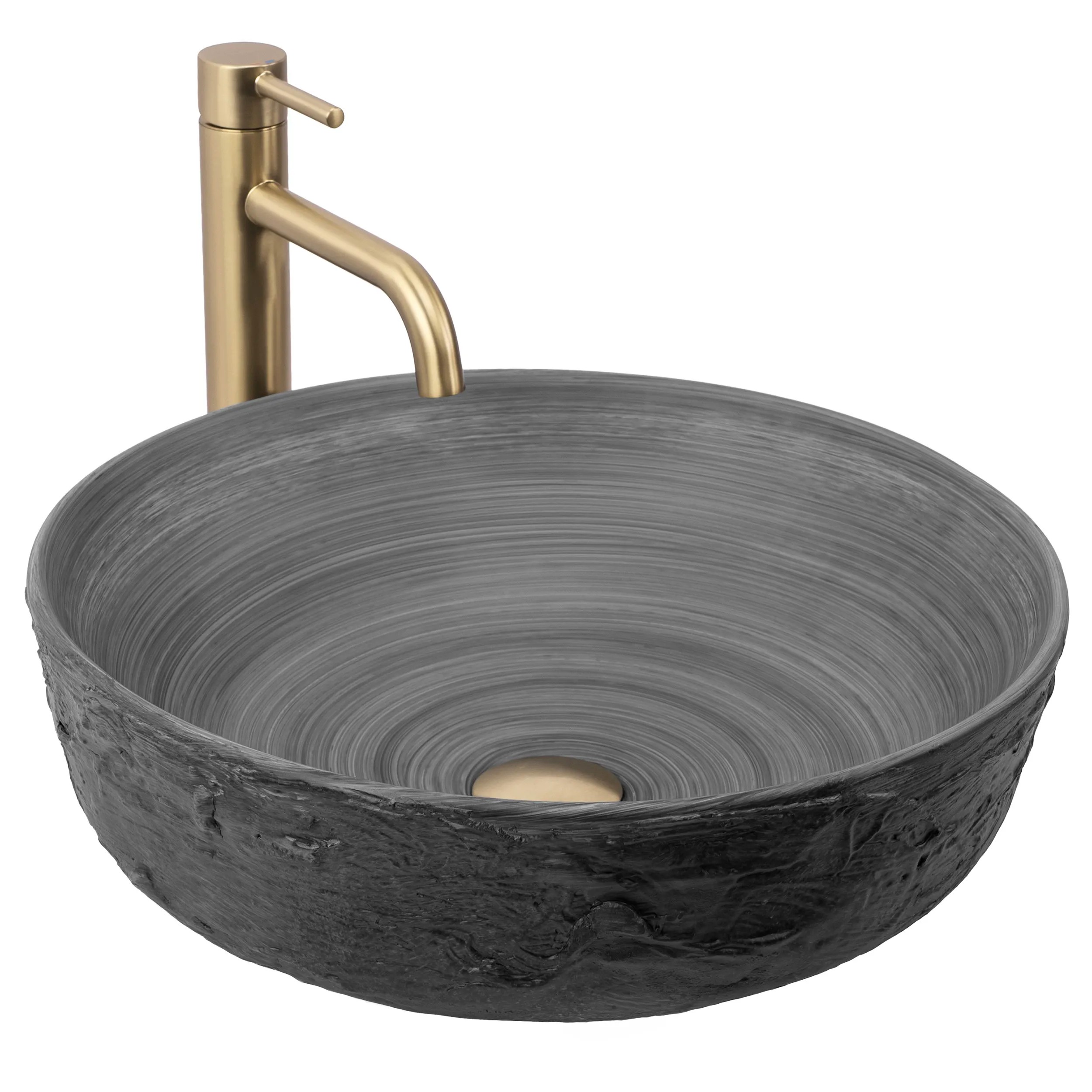 Levně Keramické umyvadlo na desku REA BABILON SILVER ø 42 cm, šedá