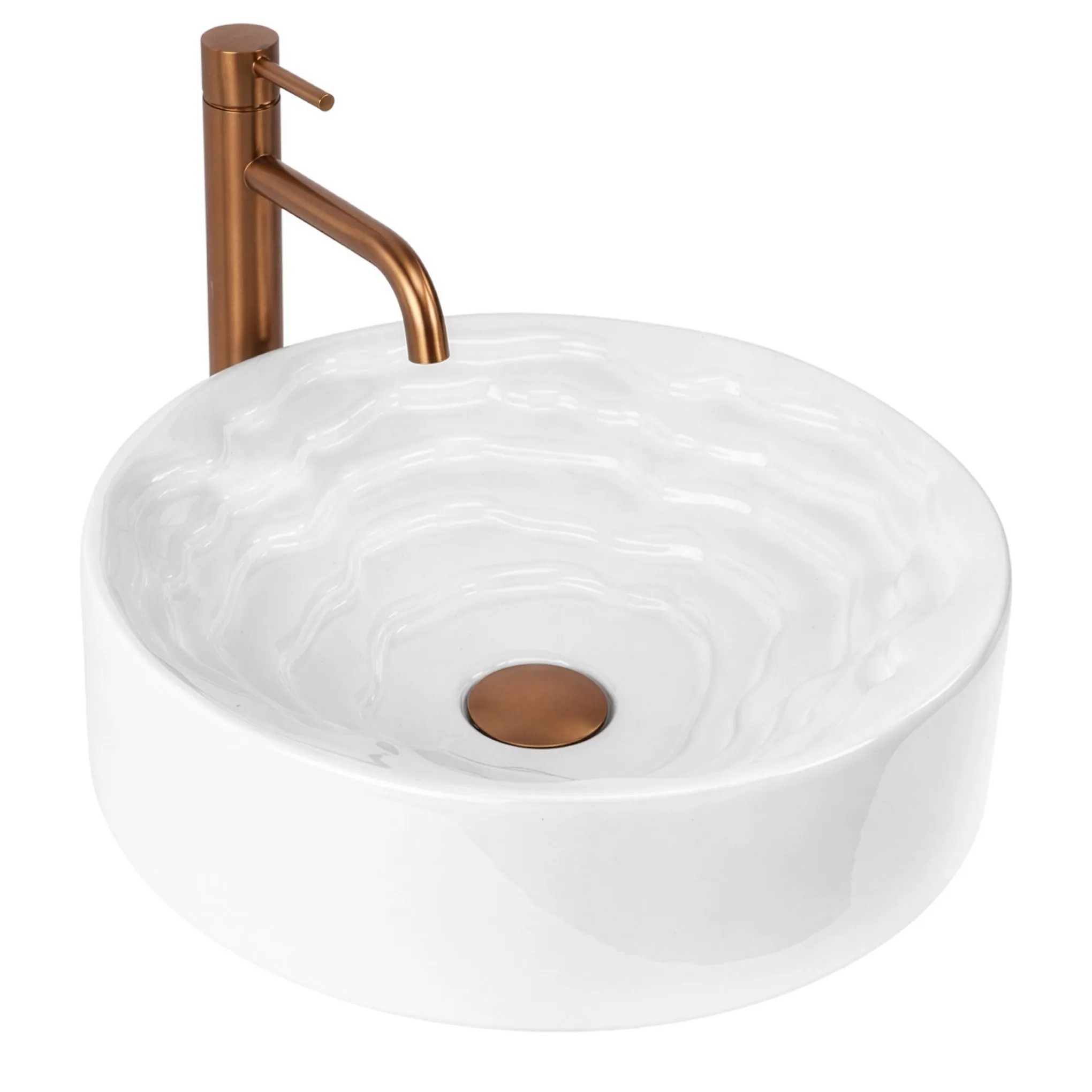 Levně Keramické umyvadlo na desku REA CALLA ø 42 cm, bílé