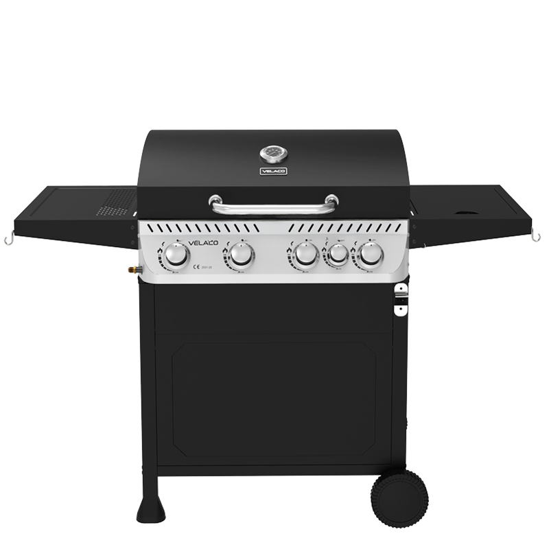 Levně Velaco Plynový BBQ gril s boční plotýnkou, poličkou a krycí plachtou - APOLLO-C, 4+1 hořák