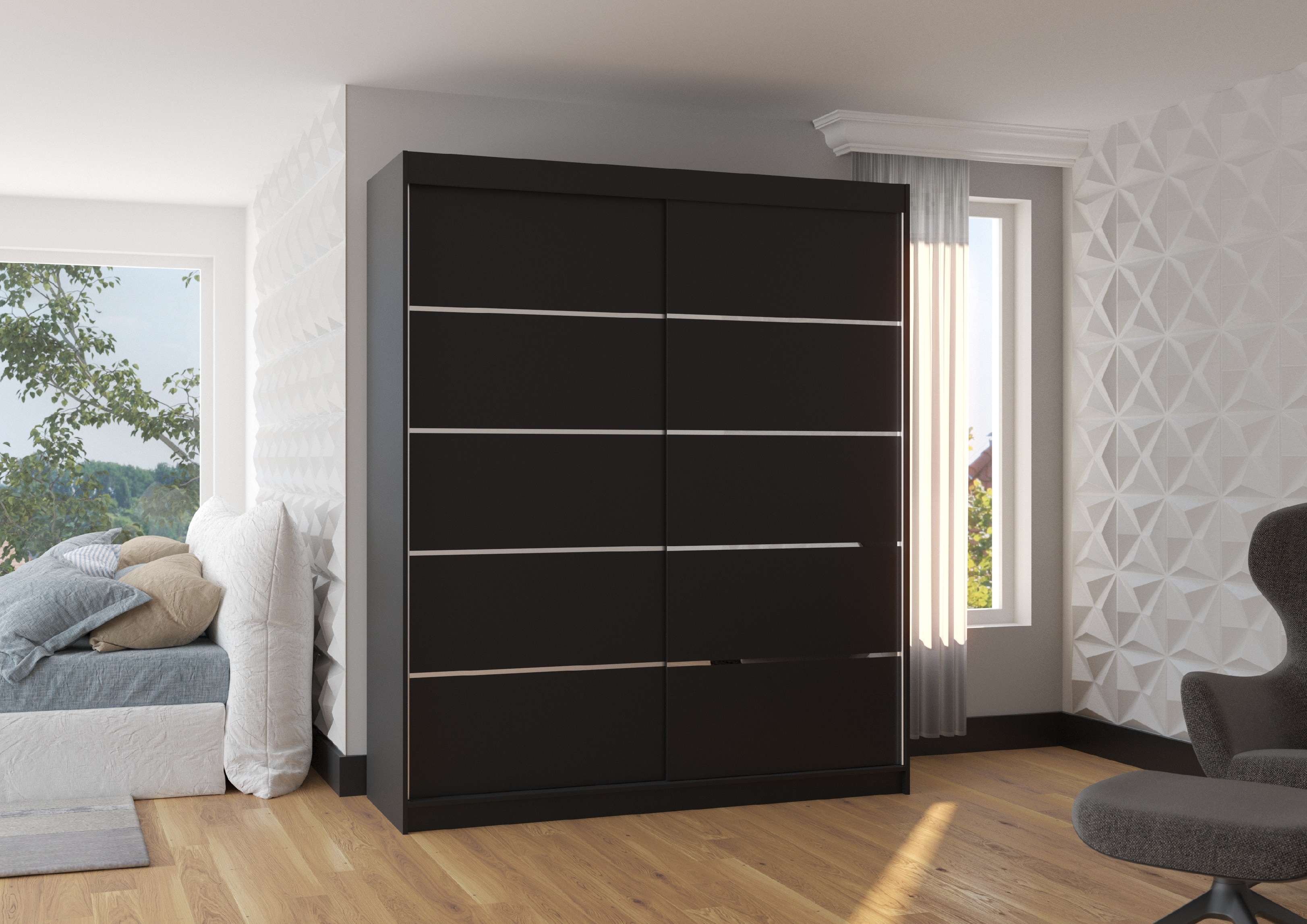 ADRK Šatní skříň posuvná SPECTRA B 180, černá
