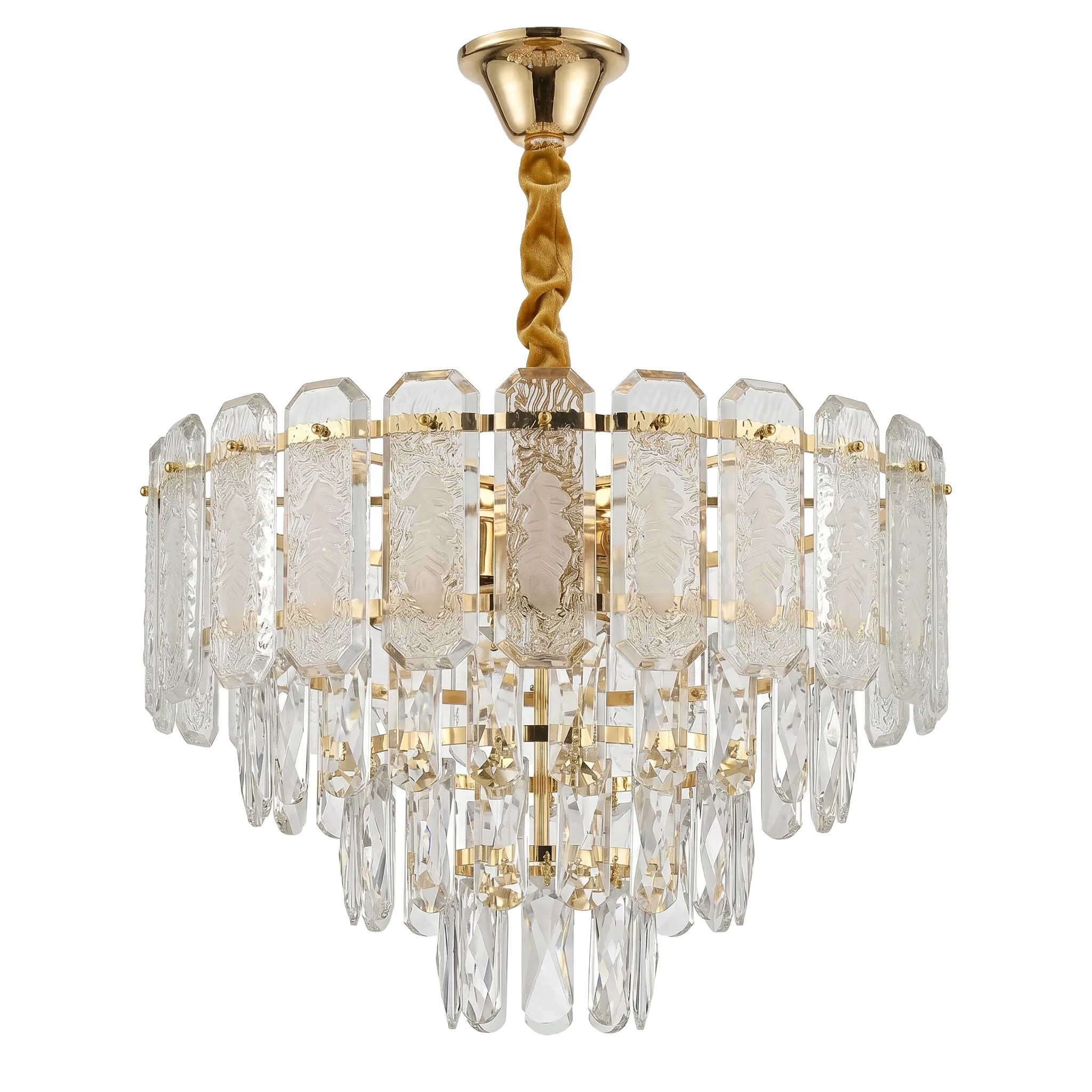 Toolight Křišťálové závěsné osvětlení SWE088-CP 40cm zlaté