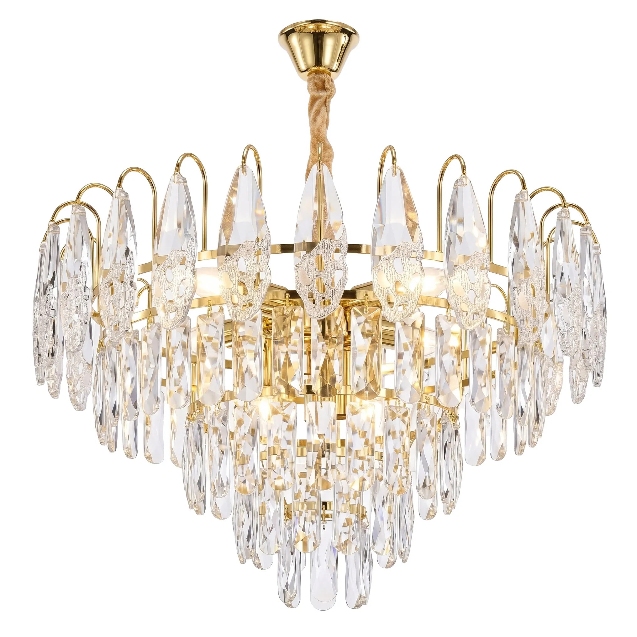 Toolight Křišťálové závěsné osvětlení SWE080-CP 50cm zlaté