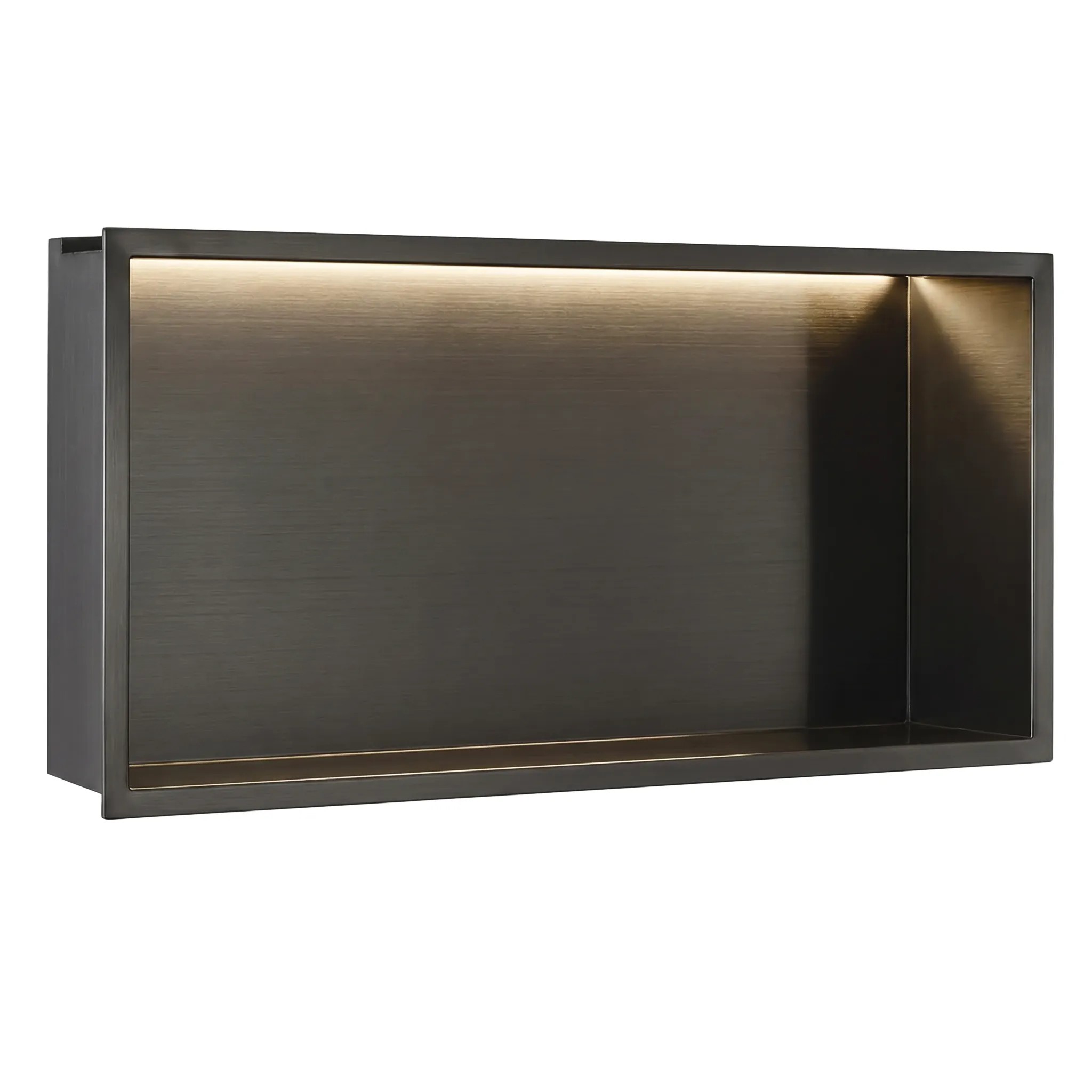 Rea Vestavná koupelnová police s LED osvětlením 60x30 cm, titan