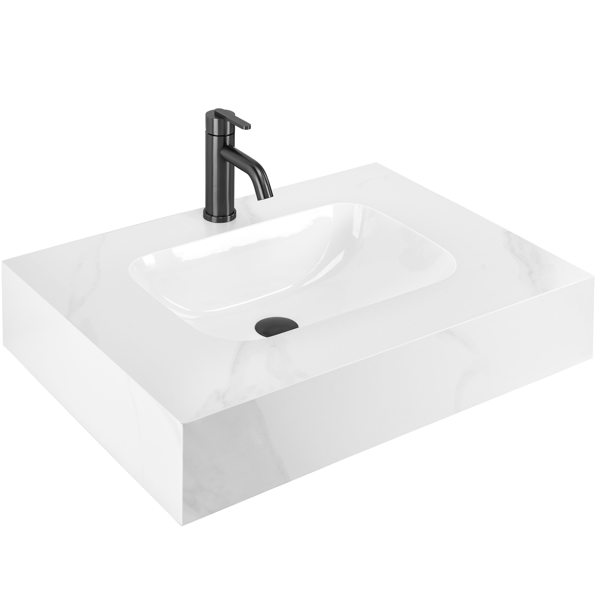 Závěsné umyvadlo z kompozitního kamene REA Aresa 70x50 Belt White