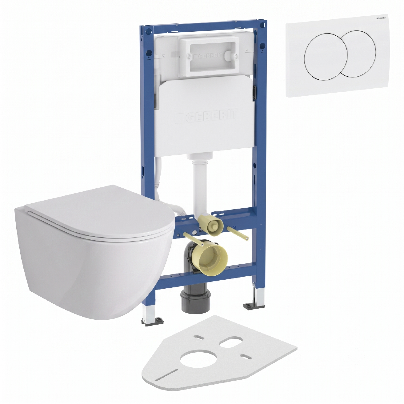 WC SET Geberit DuoFix s WC mísou Caneo, bílá + tlačítko Delta 01, bílé + izolační deska