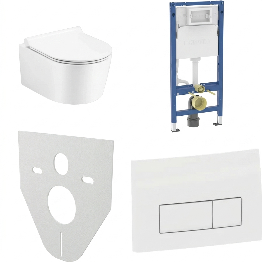 WC SET Geberit DuoFix s WC mísou Corona, bílá + tlačítko Delta 50, bílé + izolační deska