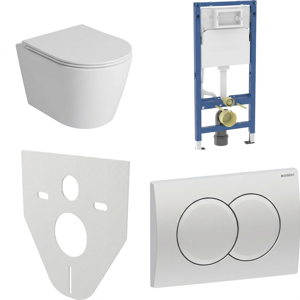 WC SET Geberit DuoFix s WC mísou Amaro + tlačítko Delta 01, chrom + izolační deska