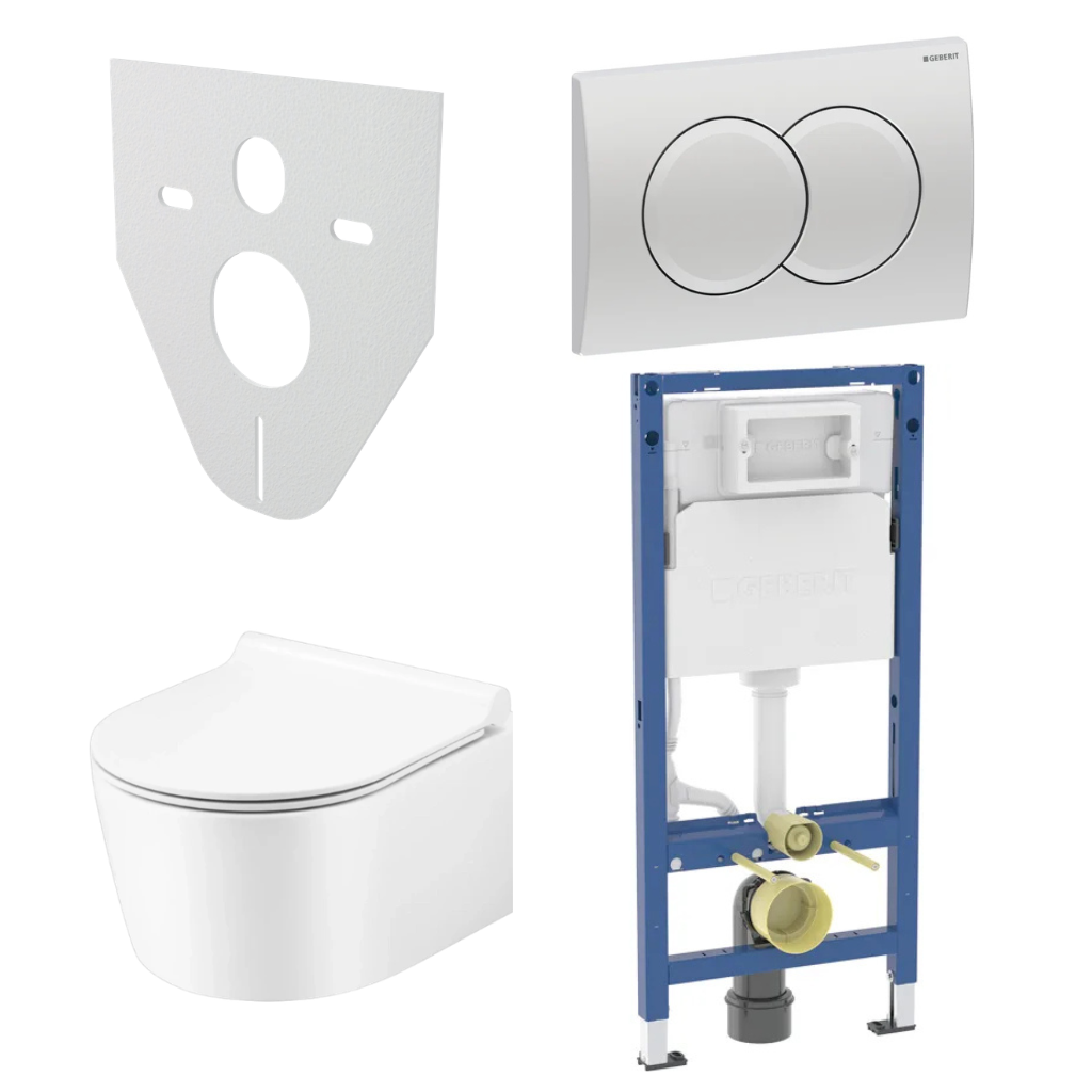 WC SET Geberit DuoFix s WC mísou Corona + tlačítko Delta 01, chrom + izolační deska
