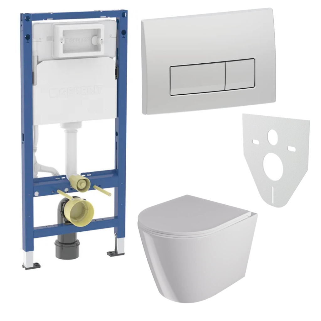WC SET Geberit DuoFix s WC mísou Amaro + tlačítko Delta 50, chrom + izolační deska