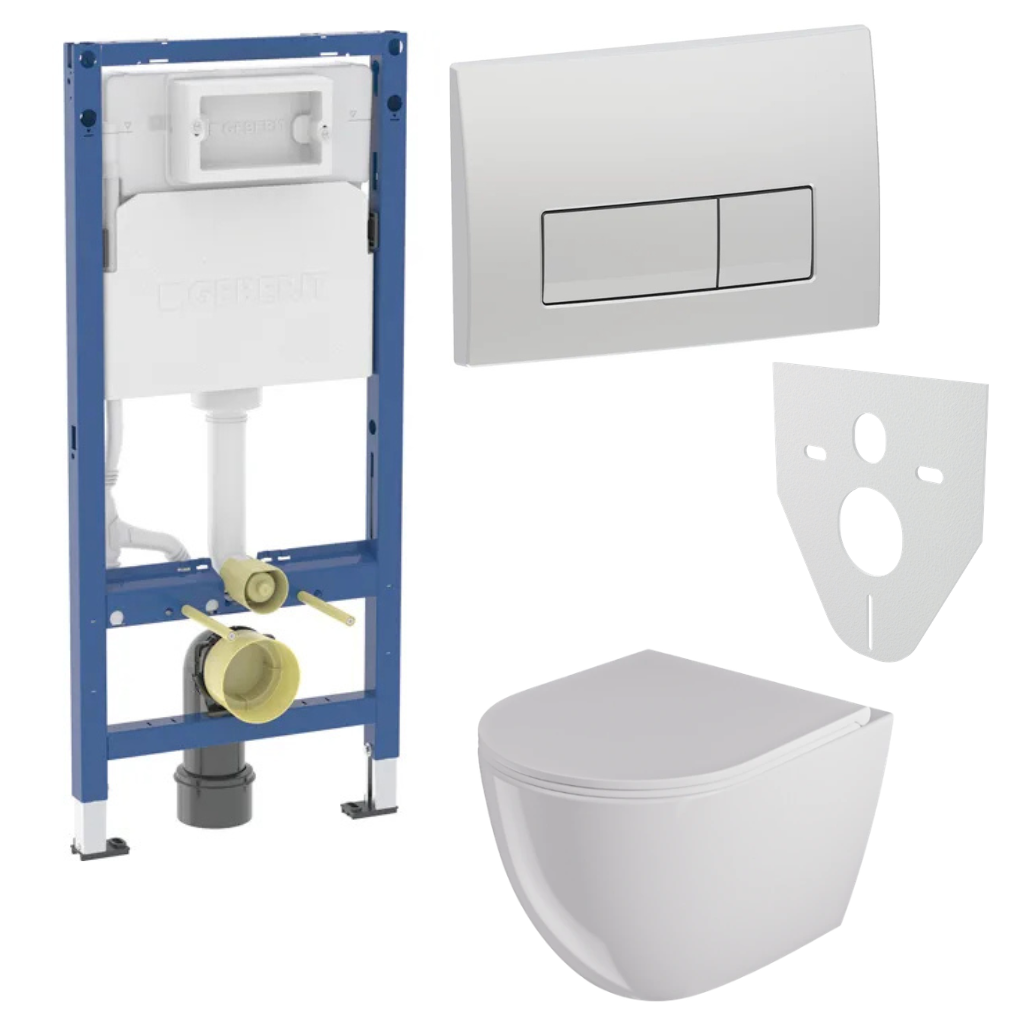 WC SET Geberit DuoFix s WC mísou Caneo, bílá + tlačítko Delta 50, chrom + izolační deska