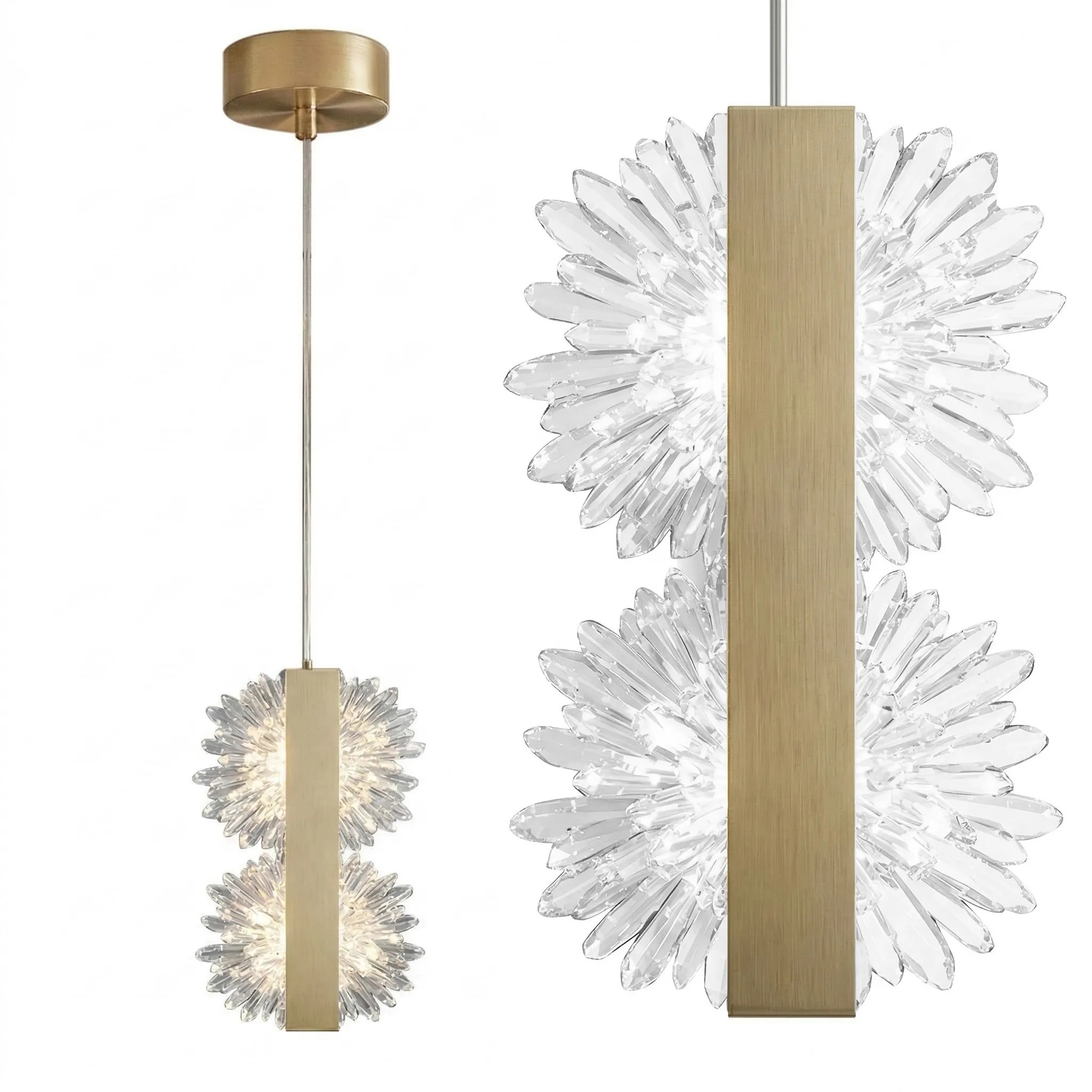 Toolight Závěsné LED osvětlení Modern Crystal G148-2CP kartáčovaná zlatá