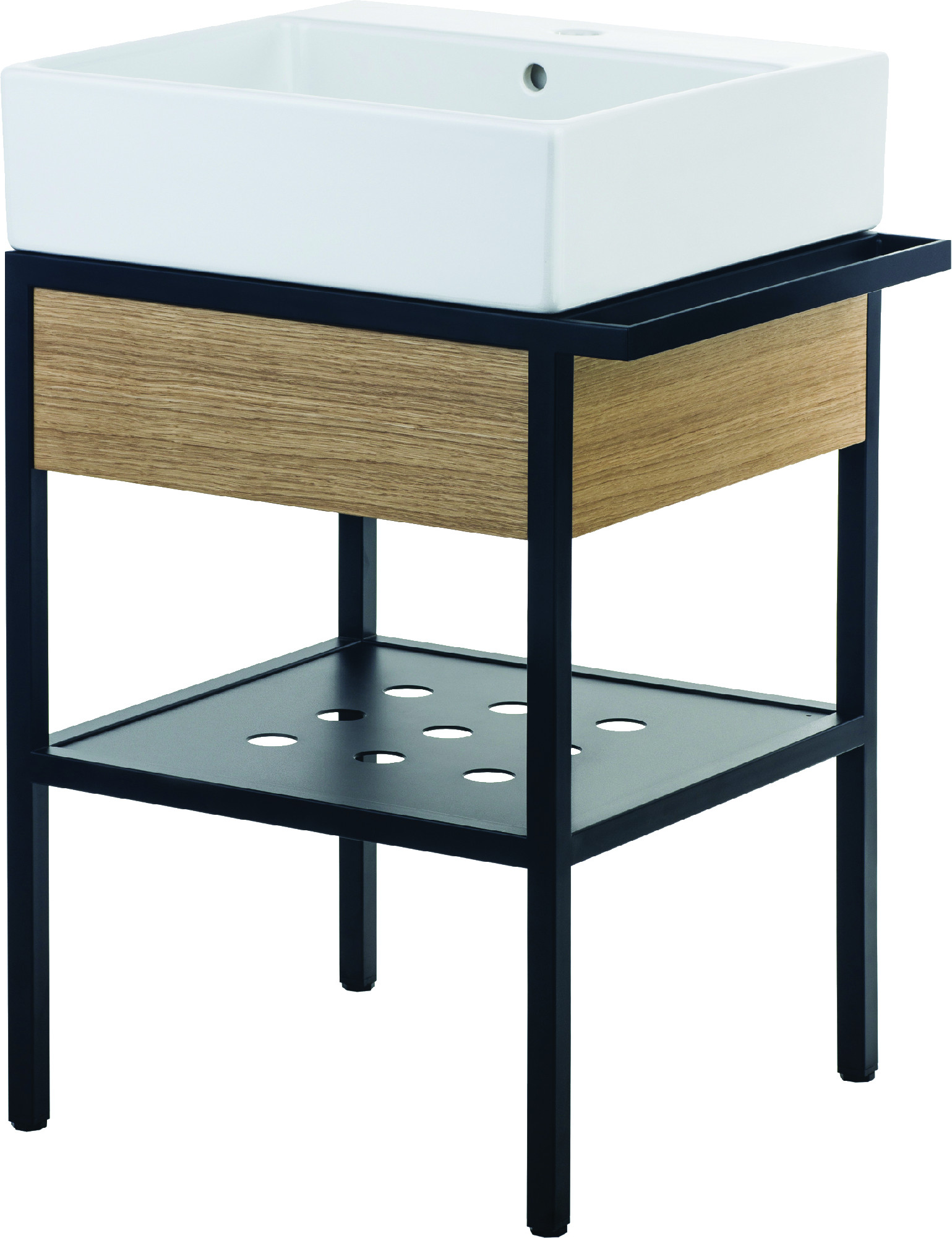 Deante Koupelnový set Temisto s umyvadlem 56,5x50 cm - CDTD6U5S, černá/dub