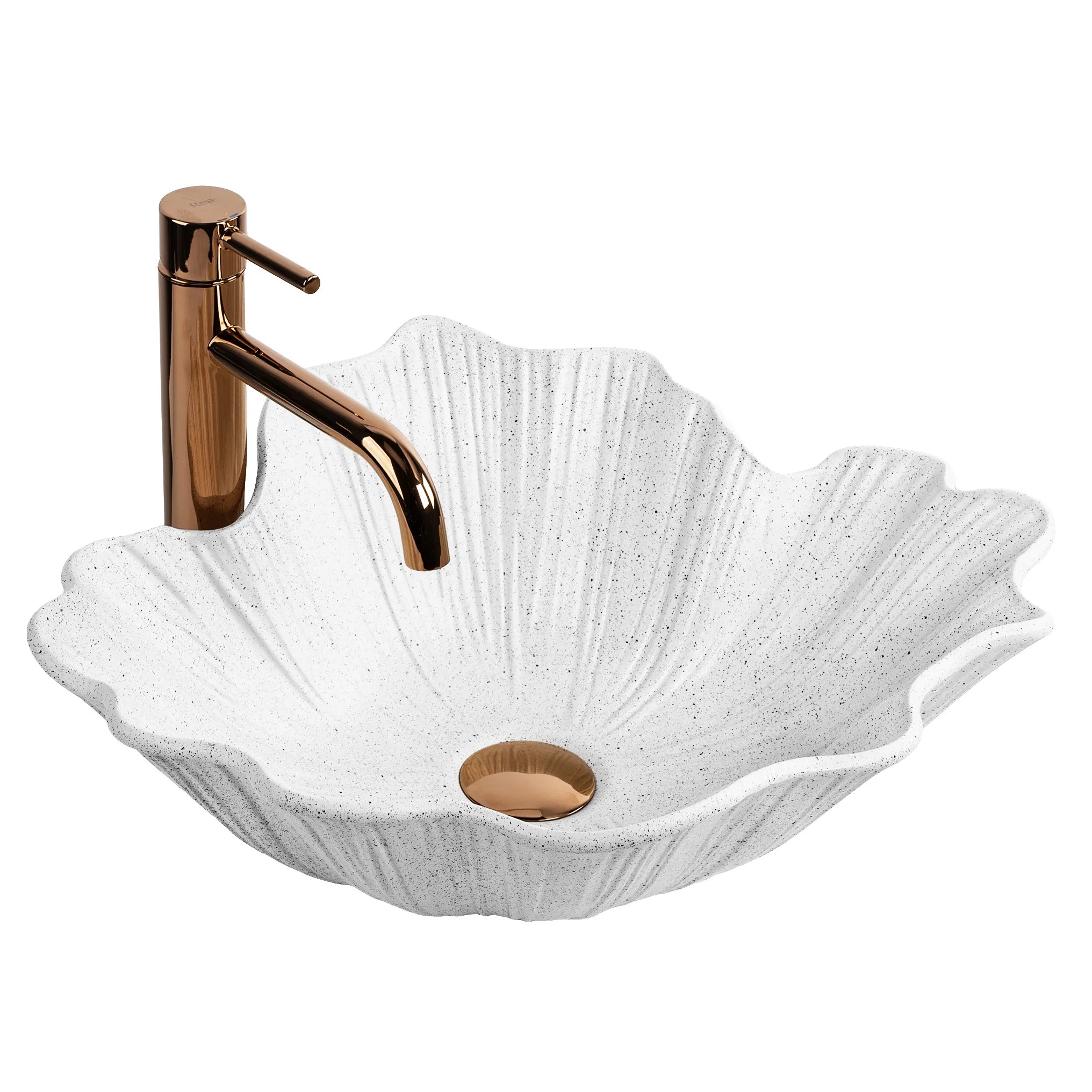 Umyvadlo na desku z kompozitního kamene REA Flower 47,5x40 bílé/imitace kamene
