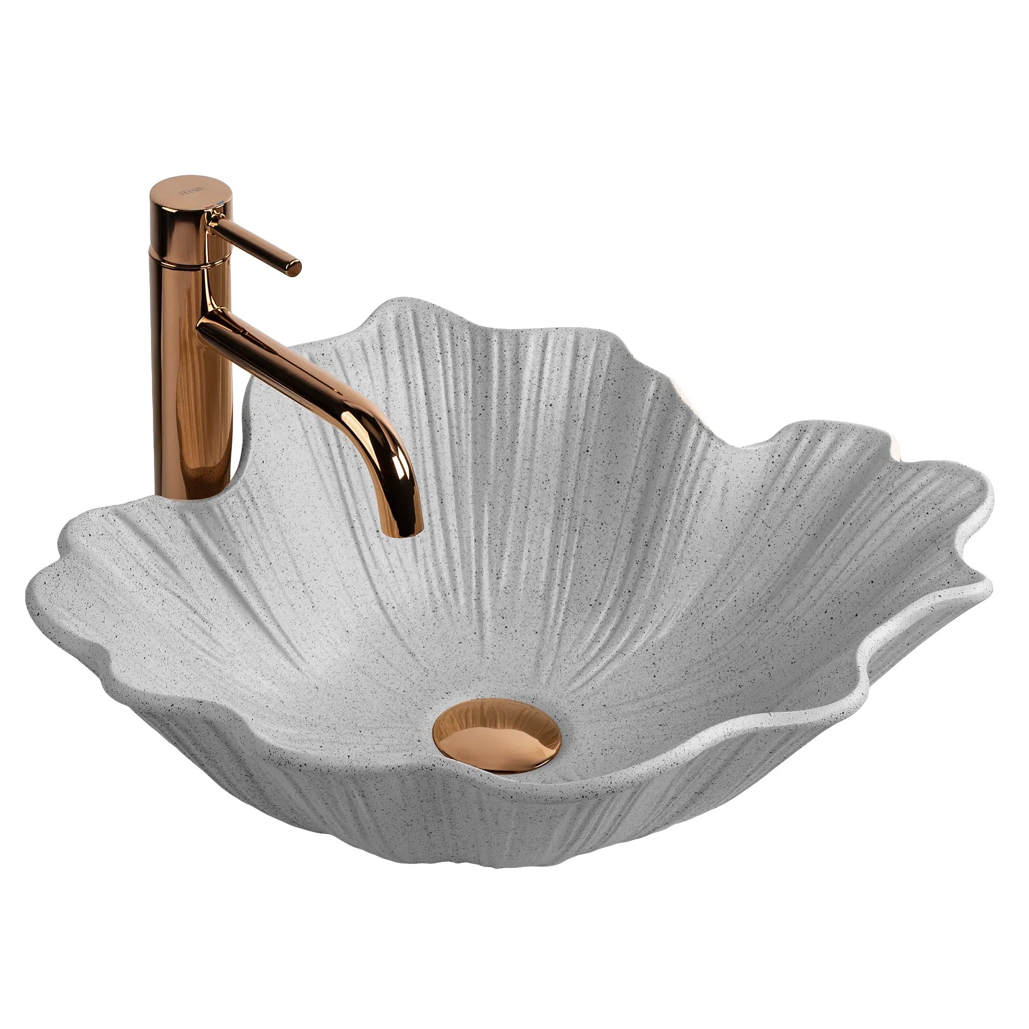 Umyvadlo na desku z kompozitního kamene REA Flower 47,5x40 šedé/imitace kamene