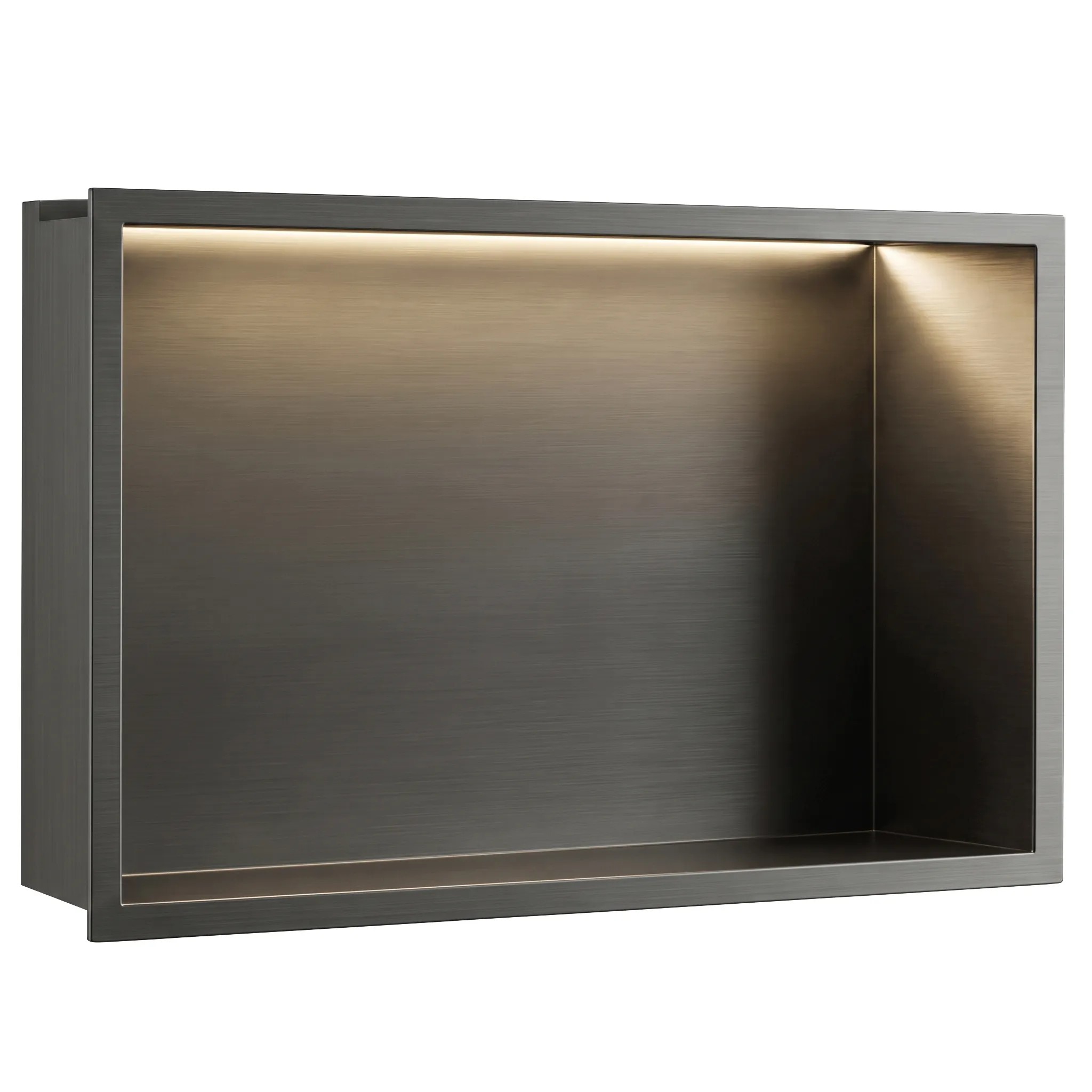 Rea Vestavná koupelnová police s LED osvětlením 45x30 cm, titan