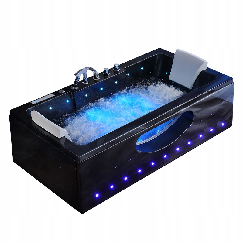 BPS-koupelny Hydromasážní vířivá vana Iris 933B 160x84 s ohřevem vody, černý mramor