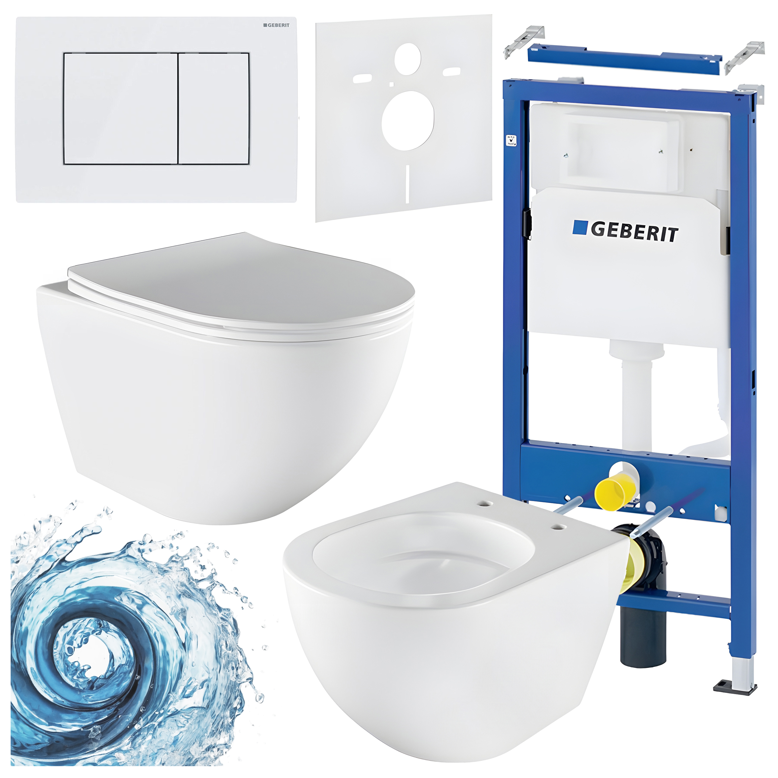 BPS-koupelny Podomítkový modul Geberit DuoFix s WC mísou NERO-WH-03 + ovládací tlačítko Delta 30 bílá