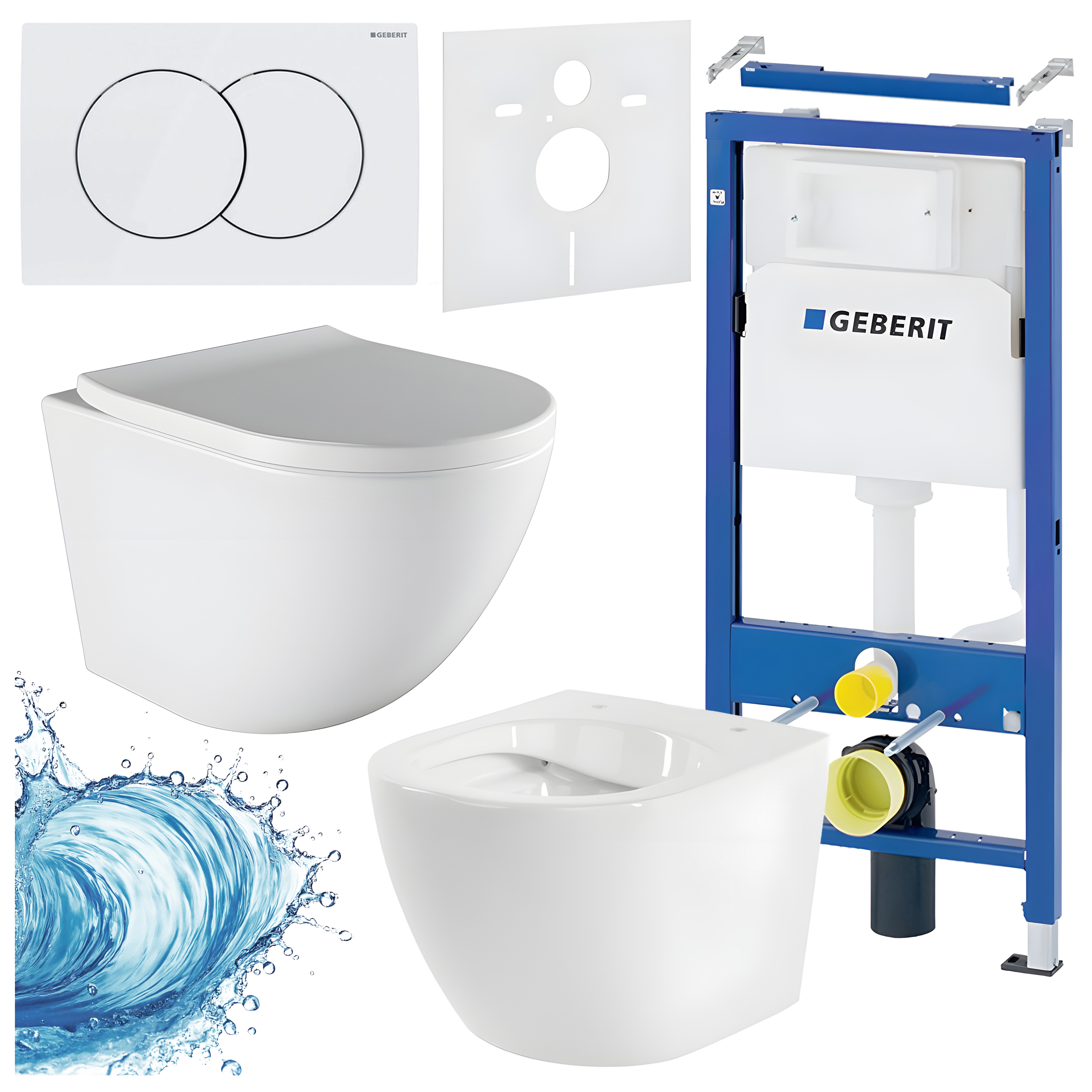 BPS-koupelny Podomítkový modul Geberit DuoFix s WC mísou PURO-WH-02 + ovládací tlačítko Delta 01 bílá