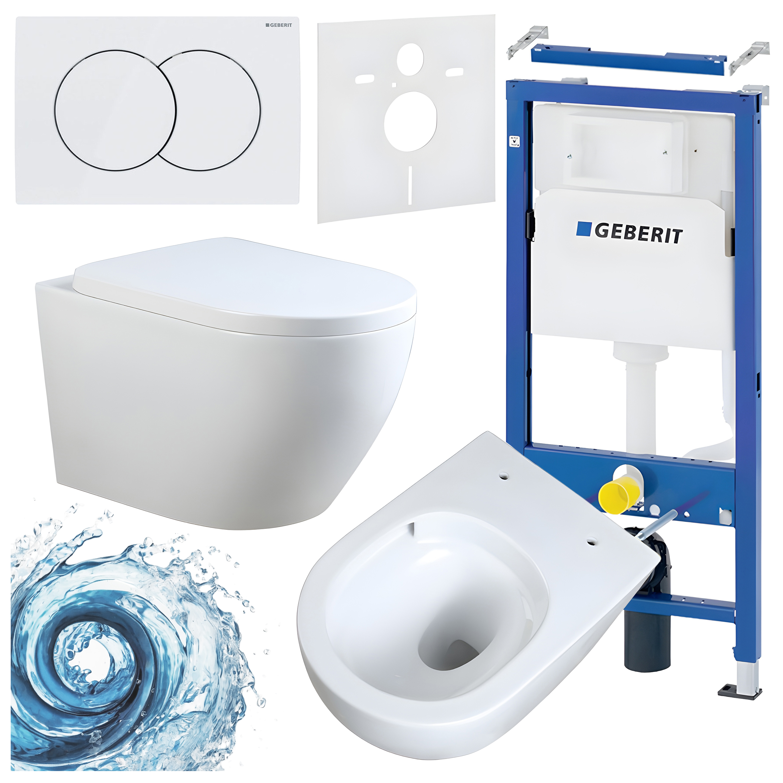 BPS-koupelny Podomítkový modul Geberit DuoFix s WC mísou MIZU-WH-TR-02 + ovládací tlačítko Delta 01 bílá