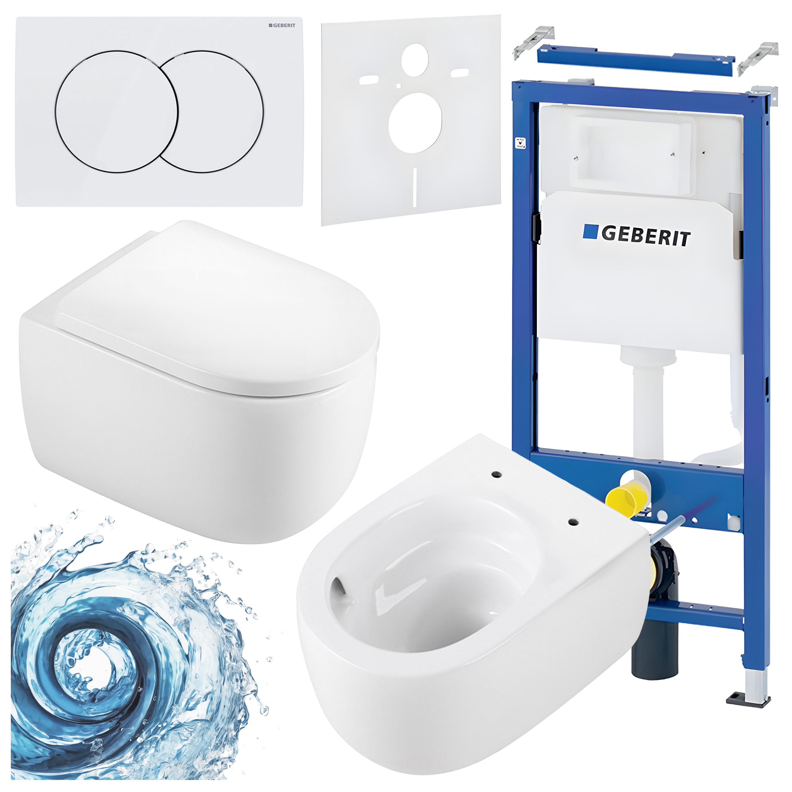 BPS-koupelny Podomítkový modul Geberit DuoFix s WC mísou LAKE-WH-TR-02 + ovládací tlačítko Delta 01 bílá