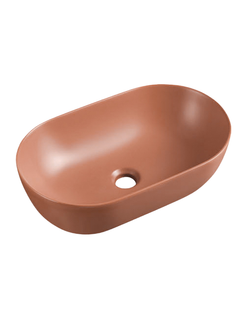 UPTrend Oválné keramické umyvadlo na desku SPARROW TR41385‑U30, iron red mat