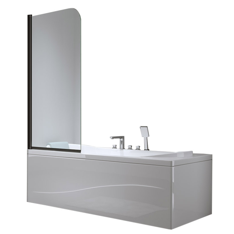 BPS-koupelny Jednodílná vanová zástěna PR01 BL 70x140 černá/transparent