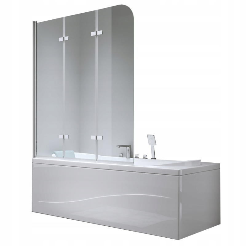 BPS-koupelny Trojdílná vanová zástěna PR05 120x140 chrom