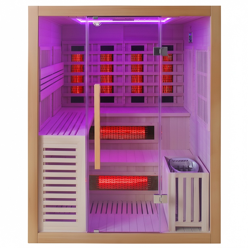 BPS-koupelny Kombinovaná sauna 2v1 HELSI 3 NEW - Infrasauna + finská sauna 160x160, 3-4 osoby