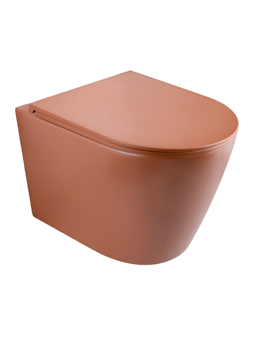 UPTrend Závěsný WC komplet bez příruby AMARO VORTEX TR2217R‑U30 včetně Soft-Close sedátka, iron red mat