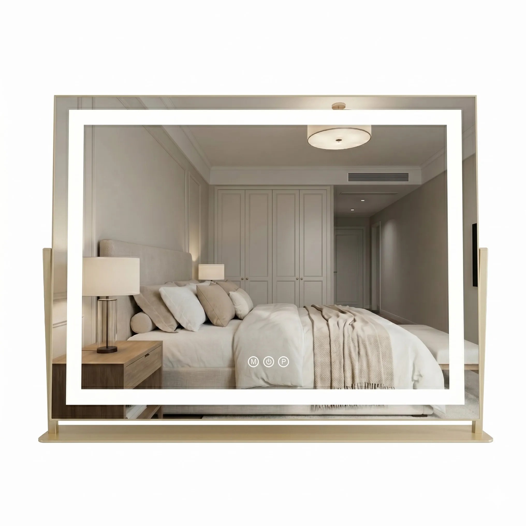 Rea Kosmetické zrcadlo 58x45 cm s regulovatelným LED osvětlením HOM-01801 zlaté