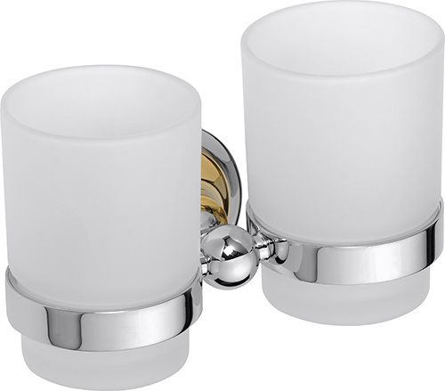 Levně Bemeta Design RETRO gold-chrom: Držák kartáčků, dvojitý, sklo - 144210028