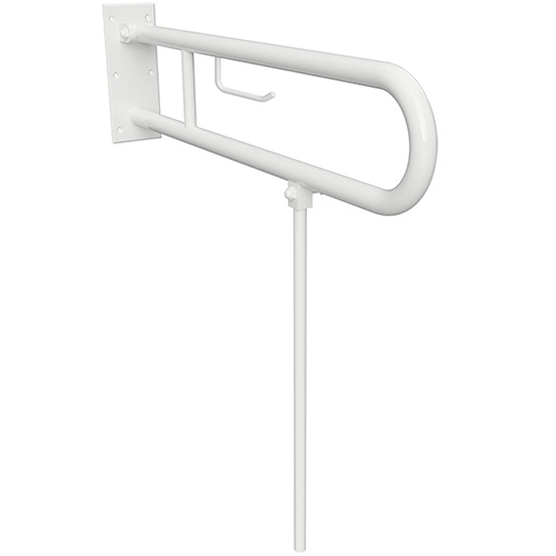 Levně Bemeta Design HELP: Madlo, 813 mm, ve tvaru U, sklopné, s opěrnou nohou, s držákem TP, bez krytky, bílá - 301102284N