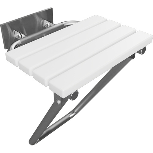 Levně Bemeta Design HELP: Sprchové sedátko, sklopné, s nohou, s krytkou, nerez, mat, bílý plast - 301207182